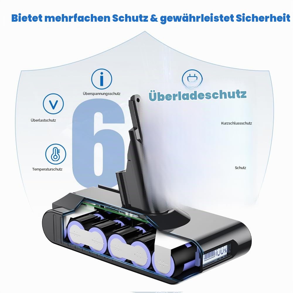 8000mAh/8.0Ah Ersatzakku für Dyson V8 Akku Li-Ionen Batterie für Dyson V8 Animal Absolute Fluffy Motorhead Vakuum Handstaubsauger