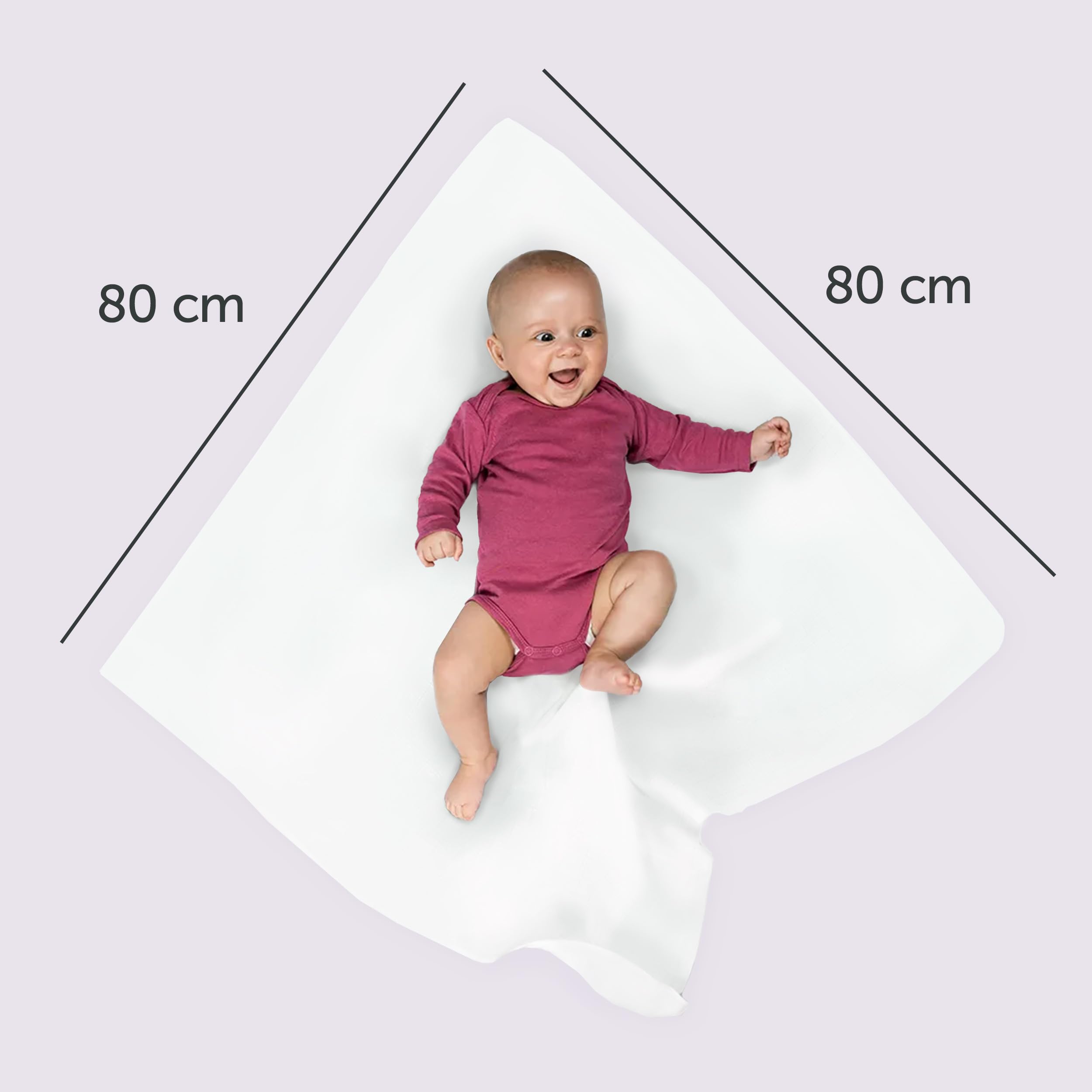 Teli in Mussola Neonato 80x80 cm 4 Pezzi Cotone 100% OekoTex Standard 100 Rosa Cipria