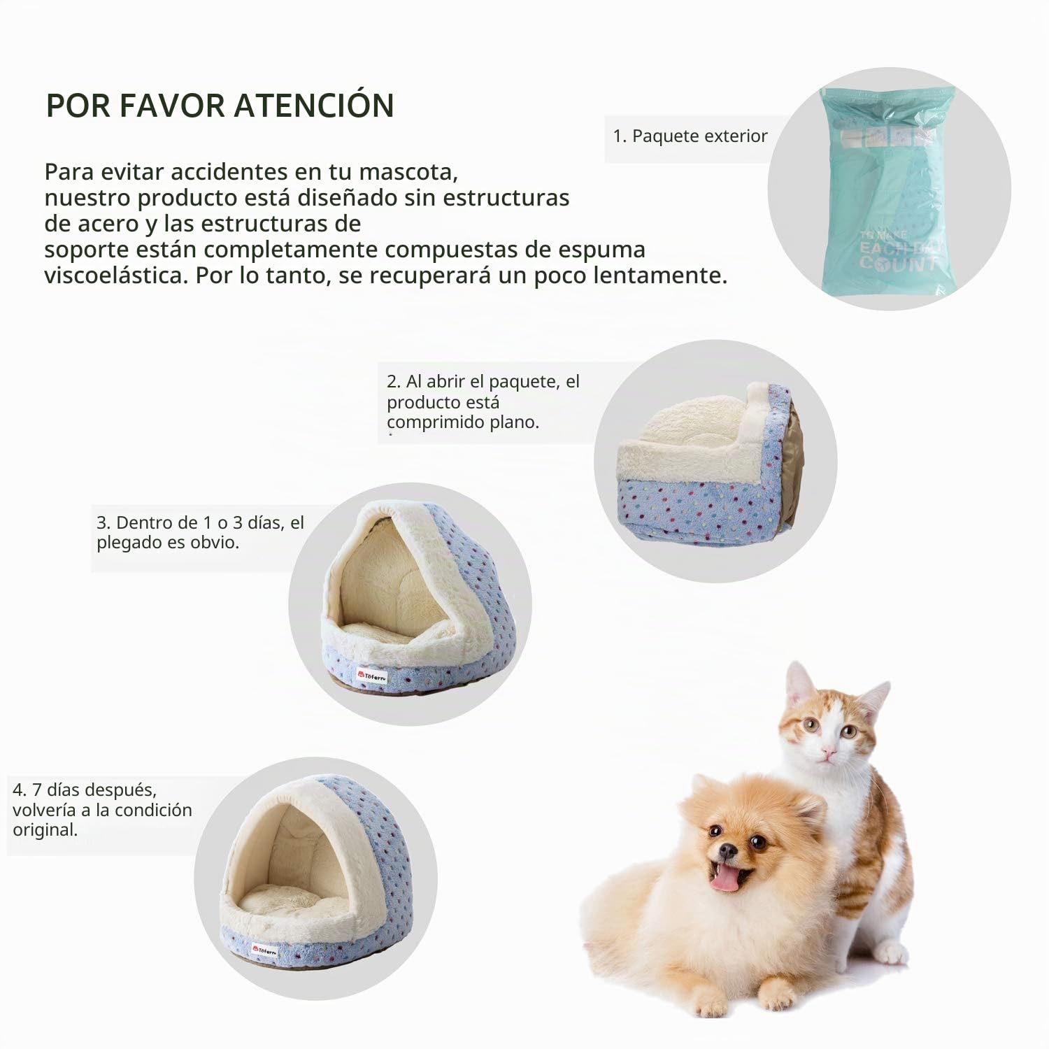 Tofern - Cesta para Perro, Cama para Gatos, para Cachorros, Cesta de Gatito, Suave, cálida, para casa, para Gatos, cómoda, Antideslizante, 39 x 37 x 35 cm, Color Azul
