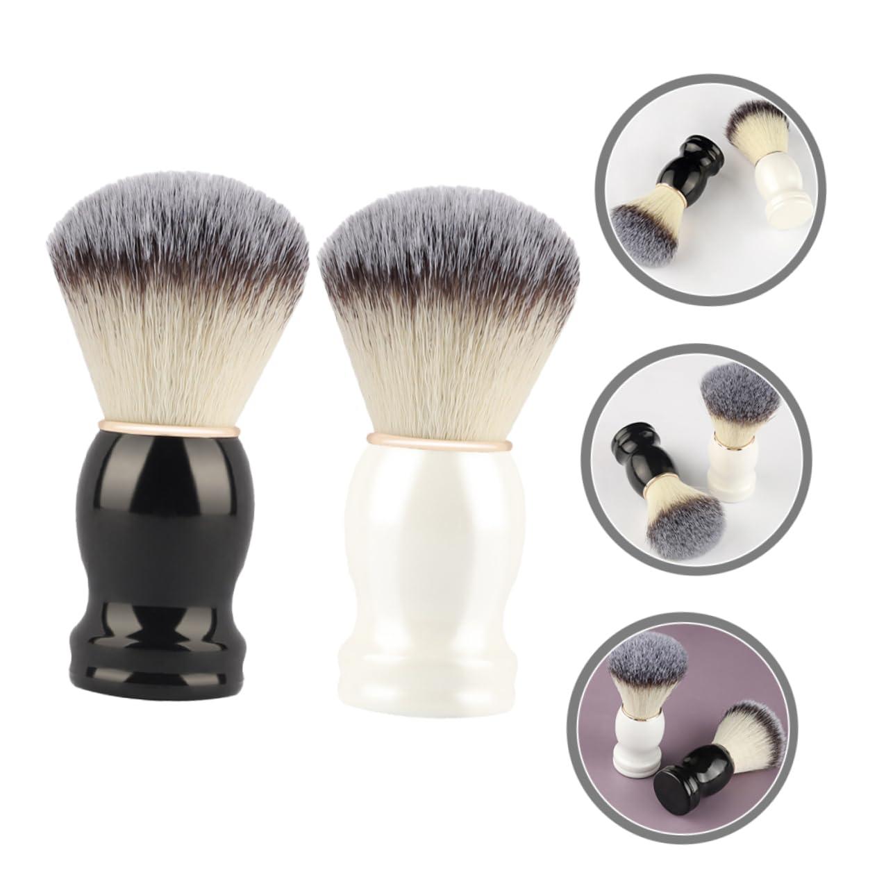 FRCOLOR Lot De 3 Brosses De Rasage pour Hommes Brosse À Barbe Et Moustache Accessoires De Nettoyage Multi-usages 2 Pièces X 3