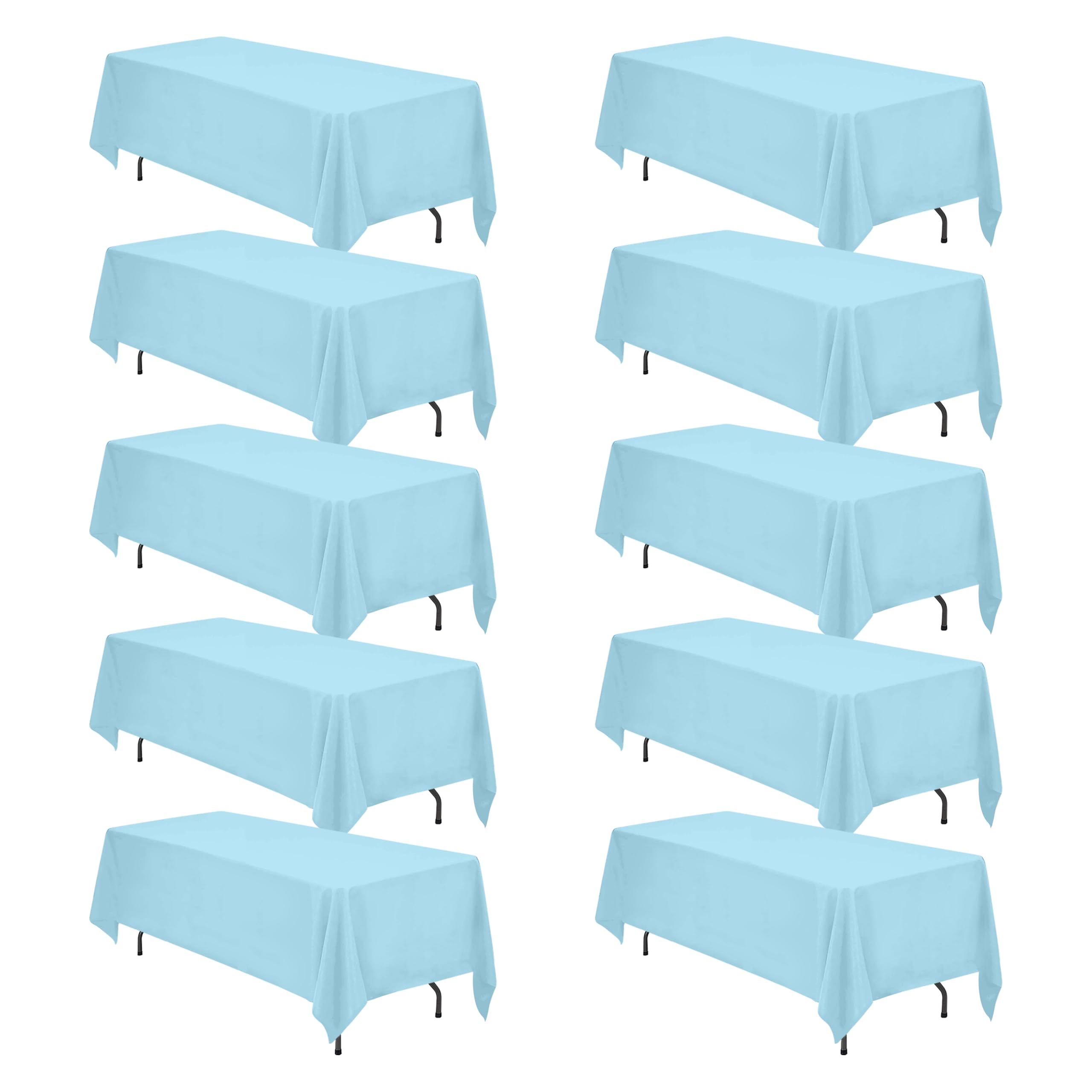 BRILLMAX 10 Pack Light Blue Tablecloths 70x120 in for 6-8ft Rectangle Table