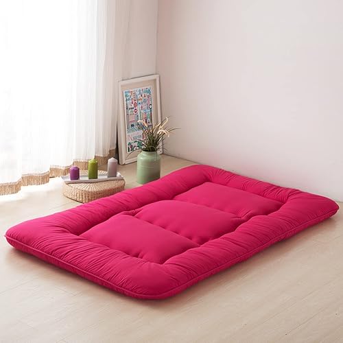 Miniatura 2 de Colchón de futón japonés rojo para dormir, tapete de tatami grueso plegable para niños y adultos, tamaño matrimonial, 40 x 80 x 4.5 pulgadas, rojo