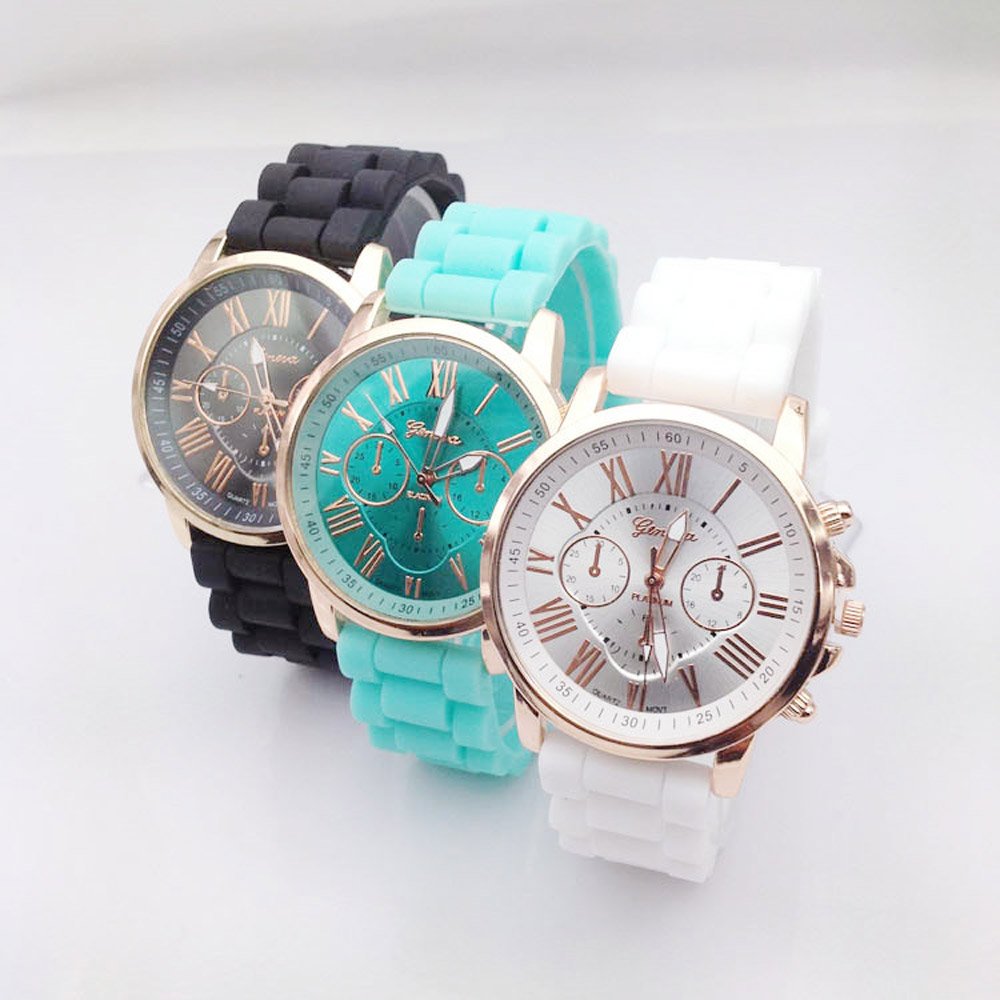 mujeres hombres niños banda de silicona analógico Cuarzo Casual relojes Jelly Color Unisex pulsera (10 unidades)