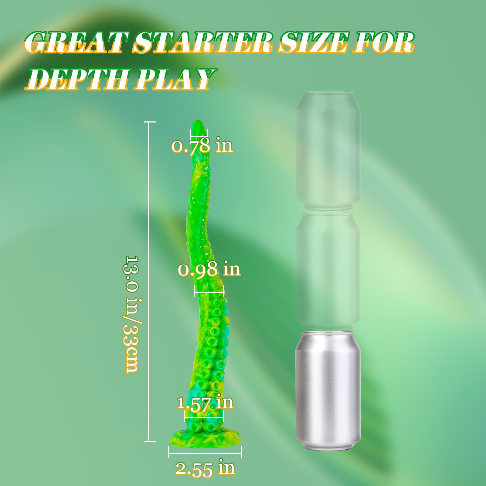 Long Tentacle Dildo Anal Toys: 18" Luminous Monster Dragon Dildo with Suction Cup, Liquid Silicone Long Butt Plug Anal Dildo for Anal Training, Fantasy Anal Stretcher for Advancer: 13IN