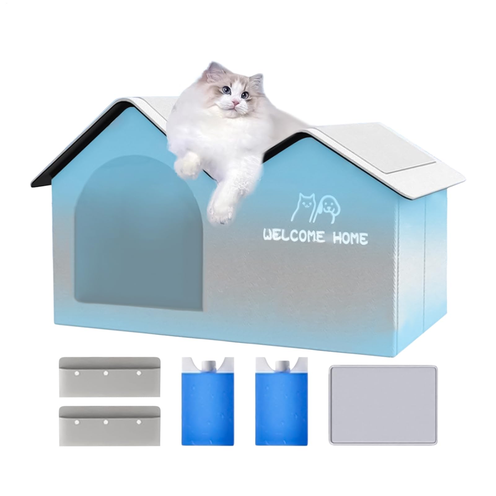 Casa refrescante para mascotas con lámina de aluminio y pack de hielo plegable para apartamento