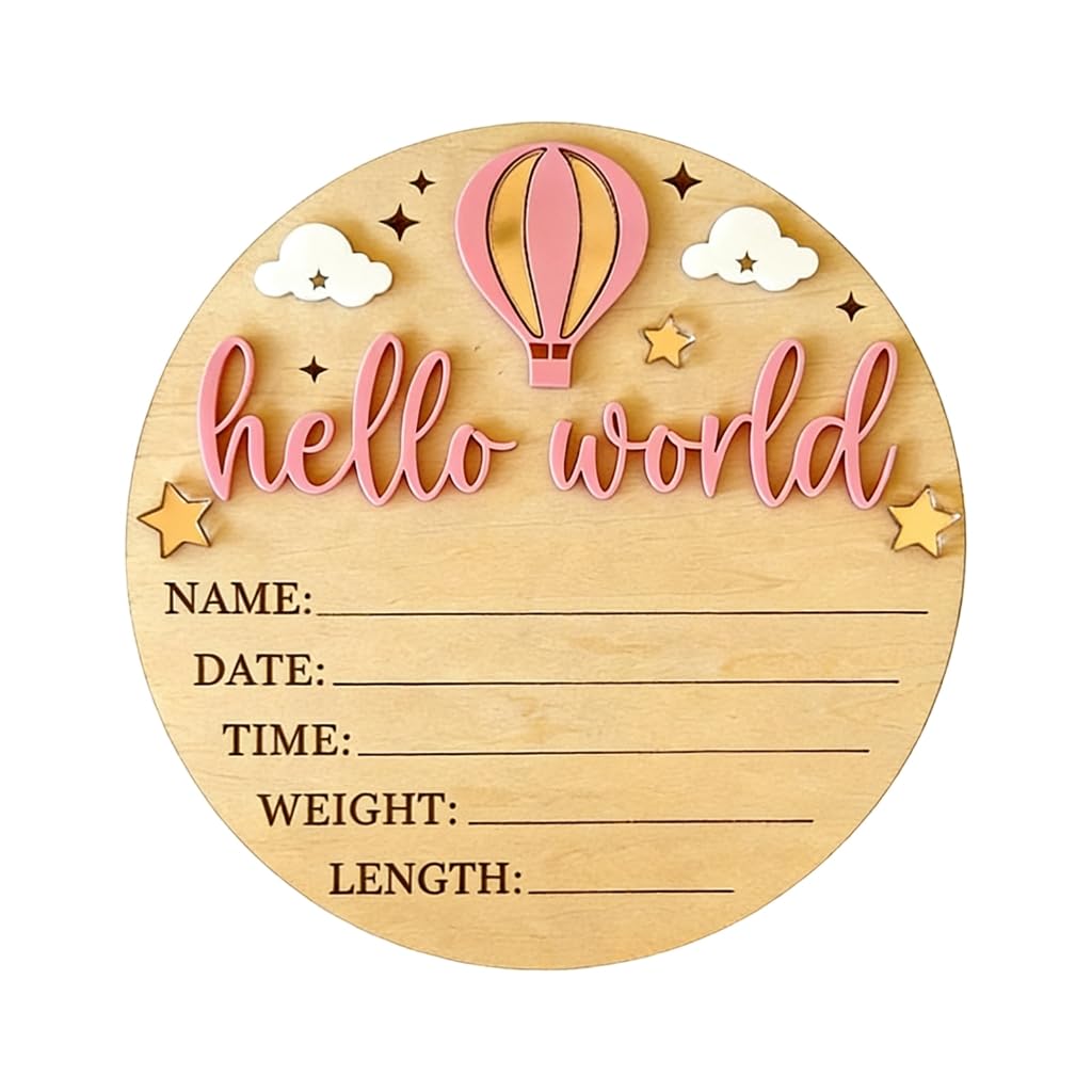 Elnwnnkc Wooden Birth Announcement Plaques with Customizable Name and Date for Nursery