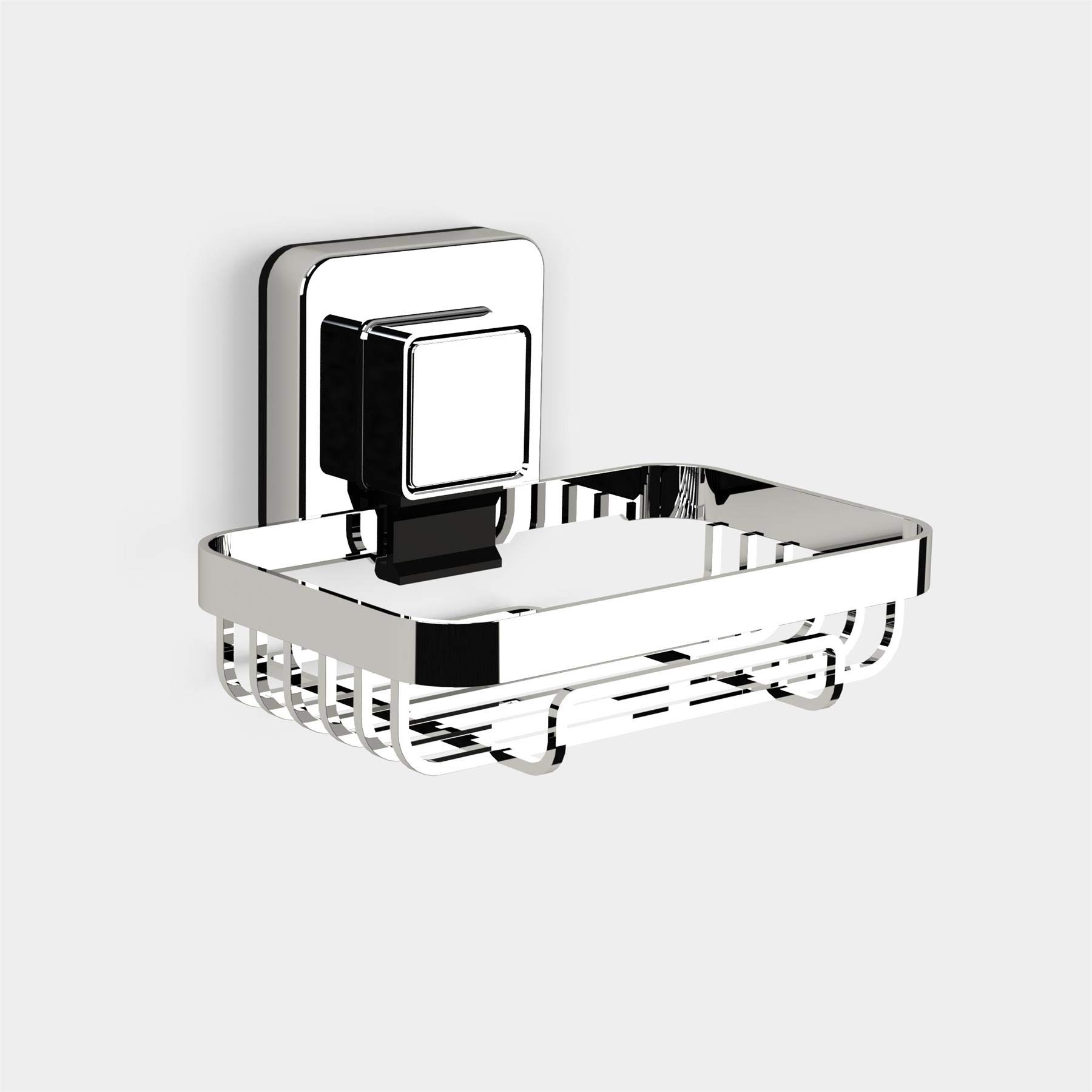 Showerdrape Pushloc Suction Stainless Steel Wall Mounted Soap Basket