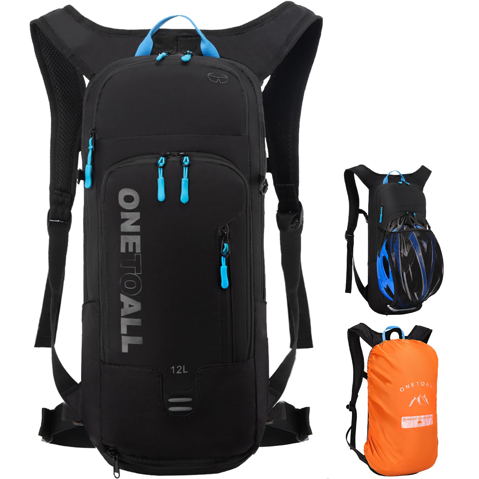 LOCAL LION Zaino MTB, Zaino Bicicletta 6L/12L, Zaini Ciclismo Enduro Leggero con Parapioggia Impermeabile e Copricasco, Zainetti per Idratazione Sciare Moto Running Mountain Bike Unisex Uomo Donna
