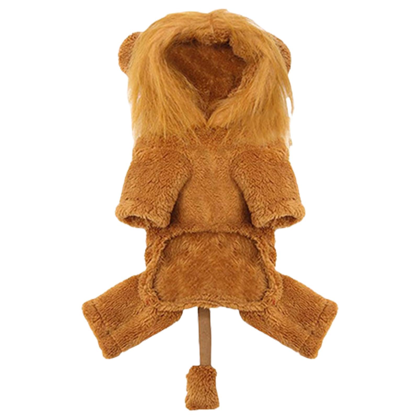 Qyljeiwred Dog Lion Hoodie - Lion Mane Dog Outfits - Lovely Soft Warm Lion Wig Pet Clothes Outfit For Small Medium To Large Sized Dogs