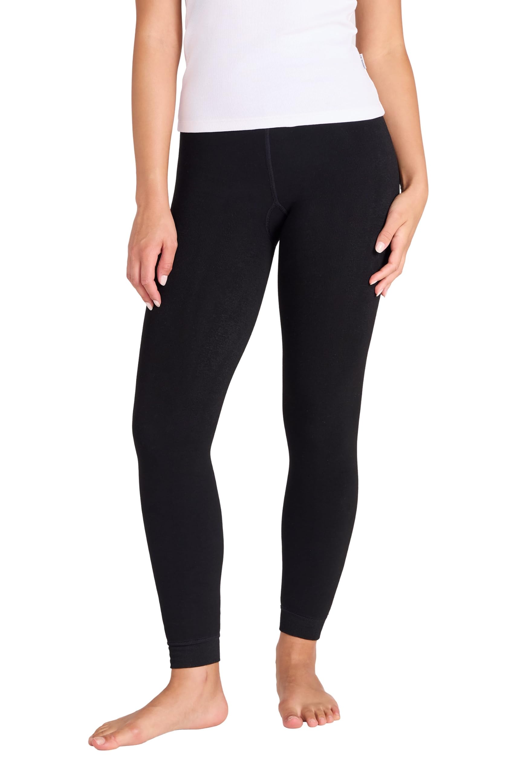 Mountain Warehouse Womens Fluffly Fleece Lined Leggings - Lightweight Ladies Tights, Breathable Underwear, Warm Underlayer - Best for Skiing, Snowboarding Black S