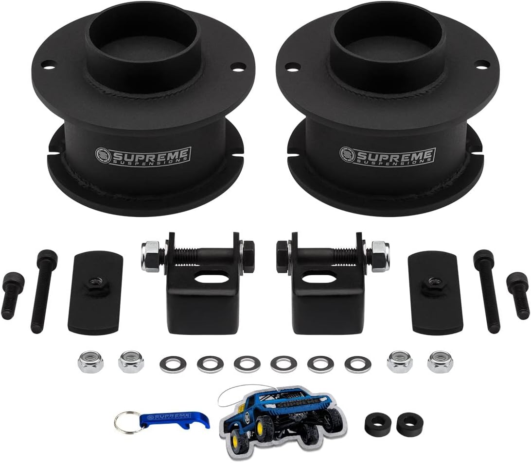 Supreme Suspensions - 3" Front Leveling Kit for 2014-2023 Ram 2500 / Ram 3500 High-Strength Steel Coil Spring Lift Spacers with Shock Mount Relocation Brackets - Can Cooler Included with Purchase