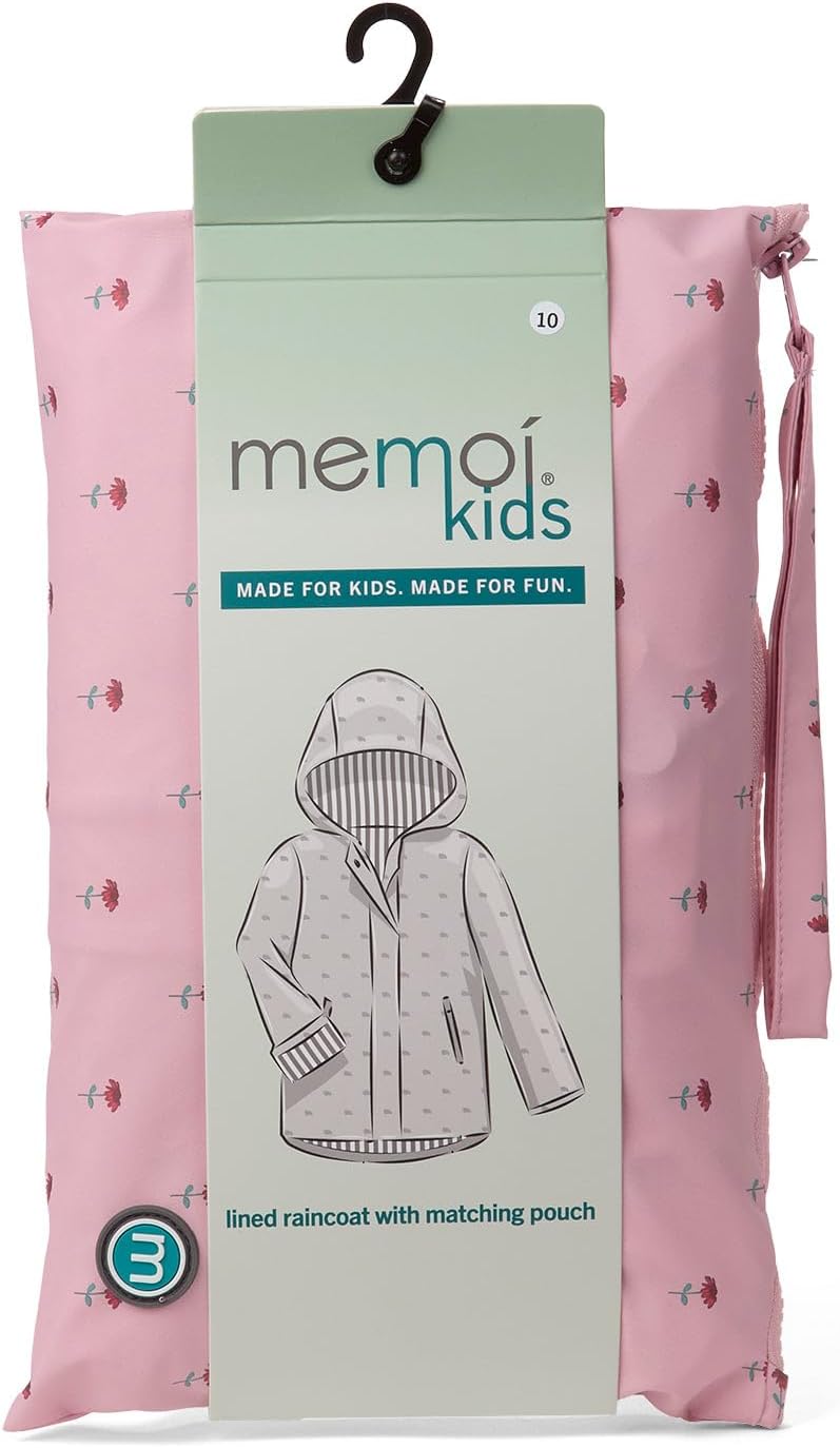 MeMoi Girls Flowers In Bloom Lined Raincoat with Attached Storage Pouch