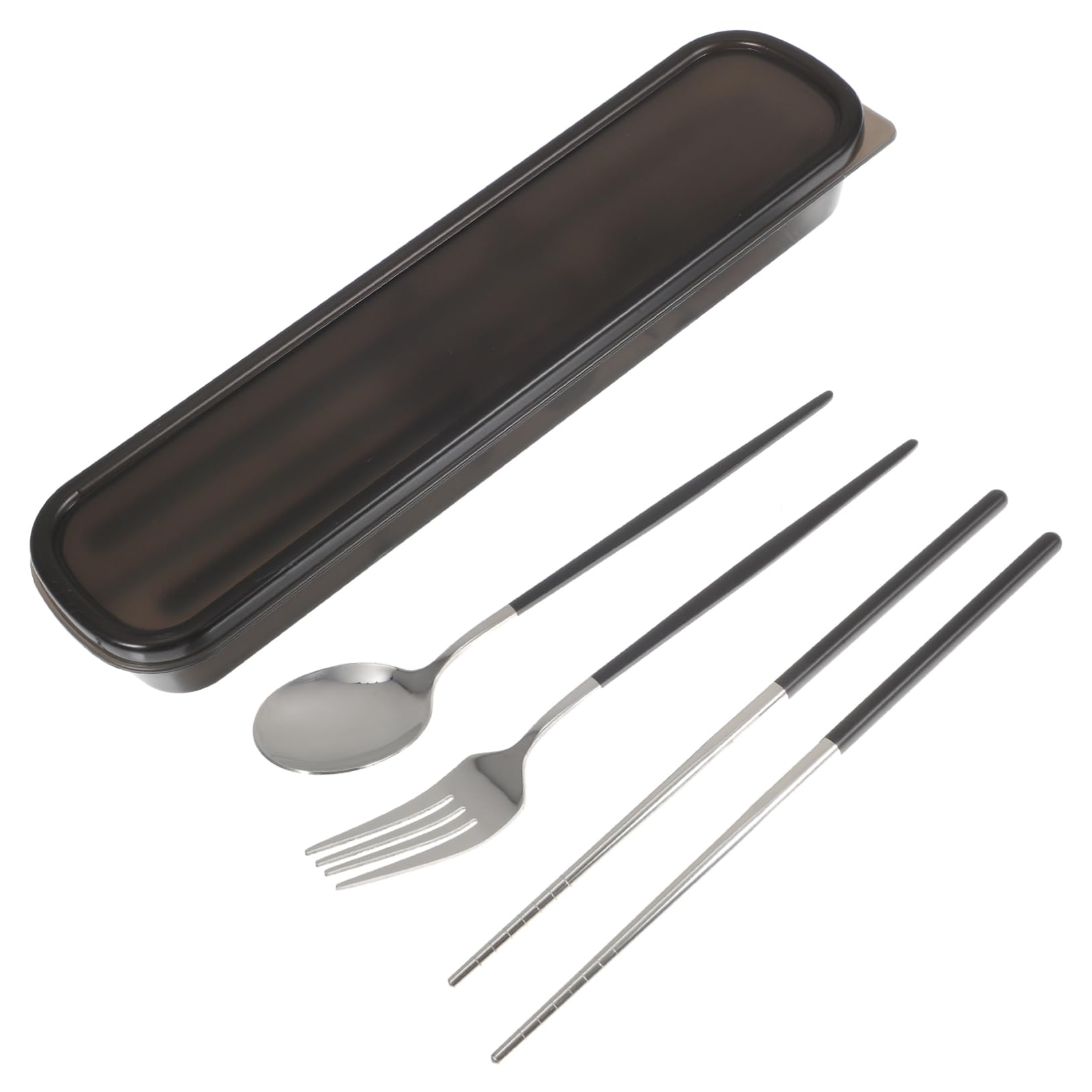 KICHOUSE 1 Set Portable Travel Cutlery Reusable Stainless Steel Fork Spoon and Chopsticks for Outdoor Dining Compact and Lightweight Travel Utensils Dishwasher Safe for Camping and Picnics