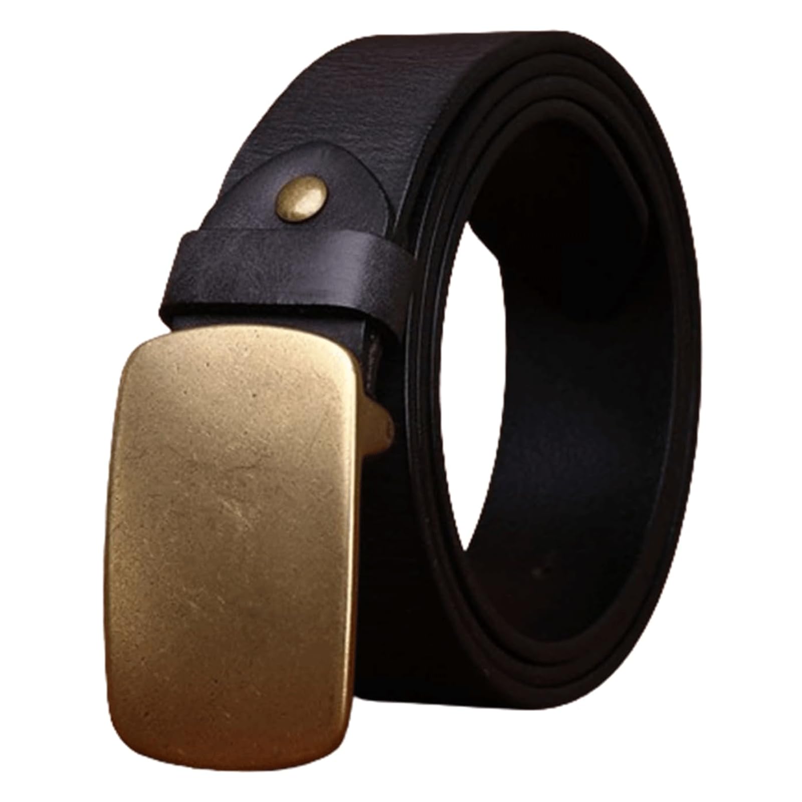 Amazing FULL GRAIN Vintage-Look Leather Belt with Antiqued Brass Buckle BELTLEY 100% Full-Grain Leather with Solid Brass Buckle in  main image 3