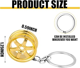 Tondiamo 4 Pcs Turbo Keychain Car Lovers Key Chain for Men Auto Parts Metal Turbo Key Chain Mini Wheel Hub Keychain Turbocharged Automotive Accessories for Father's Gift Men Car Lover