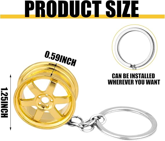 Tondiamo 4 Pcs Turbo Keychain Car Lovers Key Chain for Men Auto Parts Metal Turbo Key Chain Mini Wheel Hub Keychain Turbocharged Automotive Accessories for Father's Gift Men Car Lover