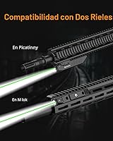 Vista 2 de TOUGHSOUL linterna táctica con mira láser verde, combo de 1450 lúmenes, linterna recargable para rifle montada en riel Picatinny MLOK (láser verde)