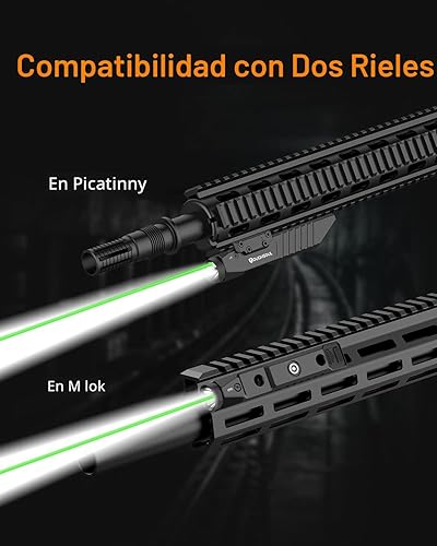 Miniatura 2 de TOUGHSOUL linterna táctica con mira láser verde, combo de 1450 lúmenes, linterna recargable para rifle montada en riel Picatinny MLOK (láser verde)