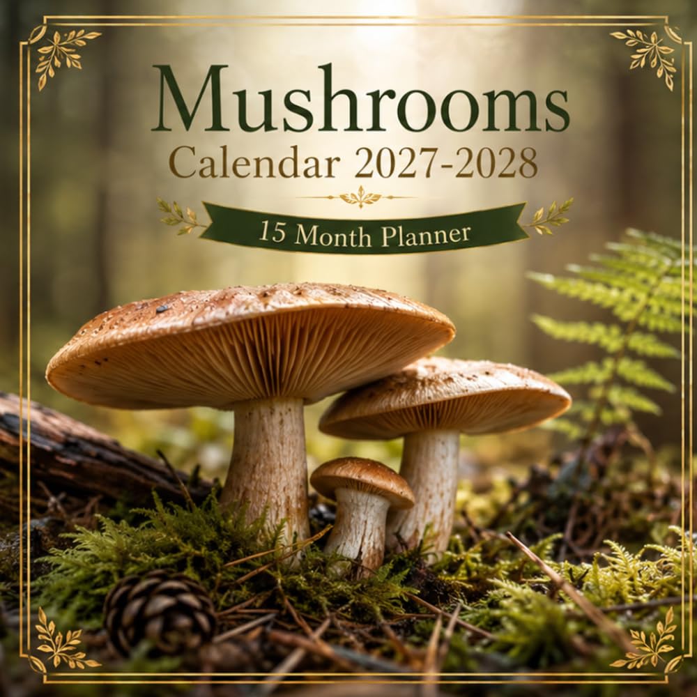 Mushrooms Calendar 2027–2028: 15-Month Planner