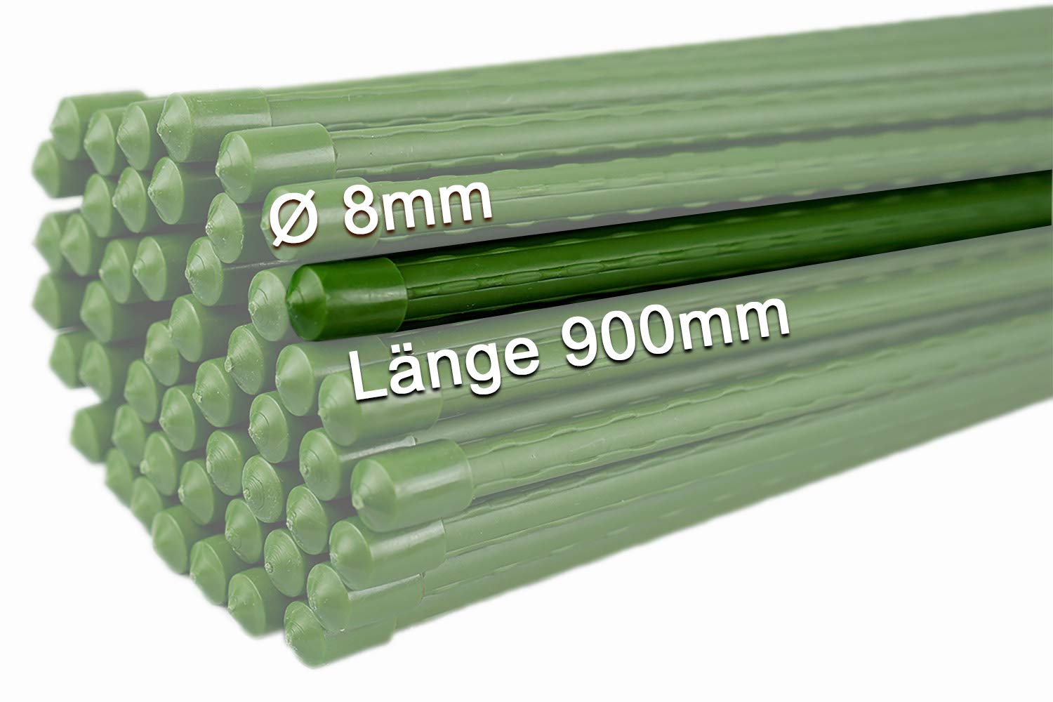 Novatool 50 Pflanzstäbe 90 cm grün 8mm Durchmesser Rankstäbe Rankhilfe Tomatenstäbe Blumenhalter