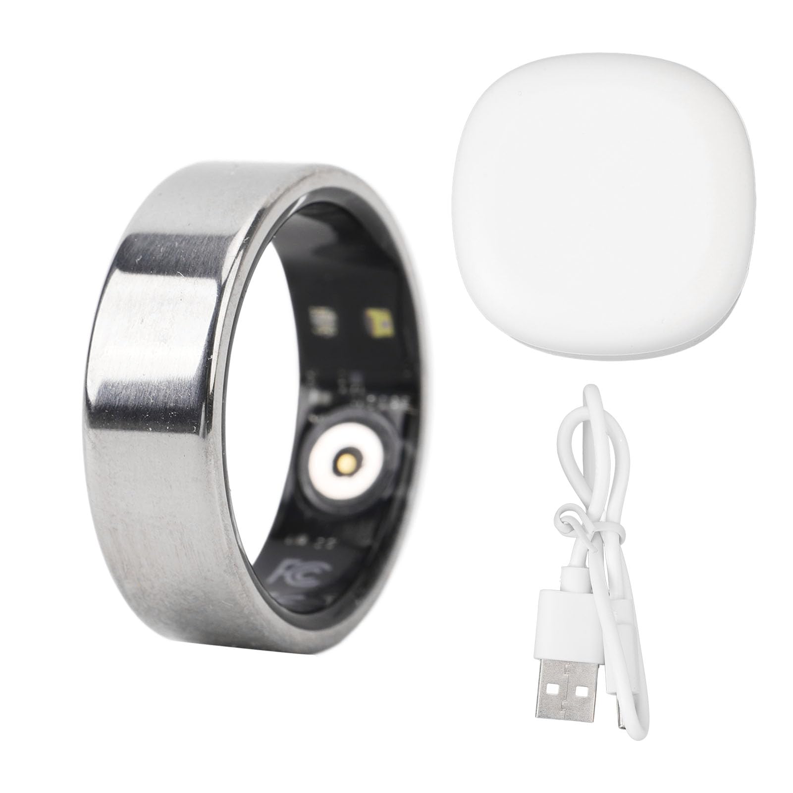 Bnineteenteam Anneau de santé Intelligent, Moniteur D'Anneau de Doigt, Anneau de Fitness Intelligent Léger avec étui de Chargement, Anneau de Fitness en Acier