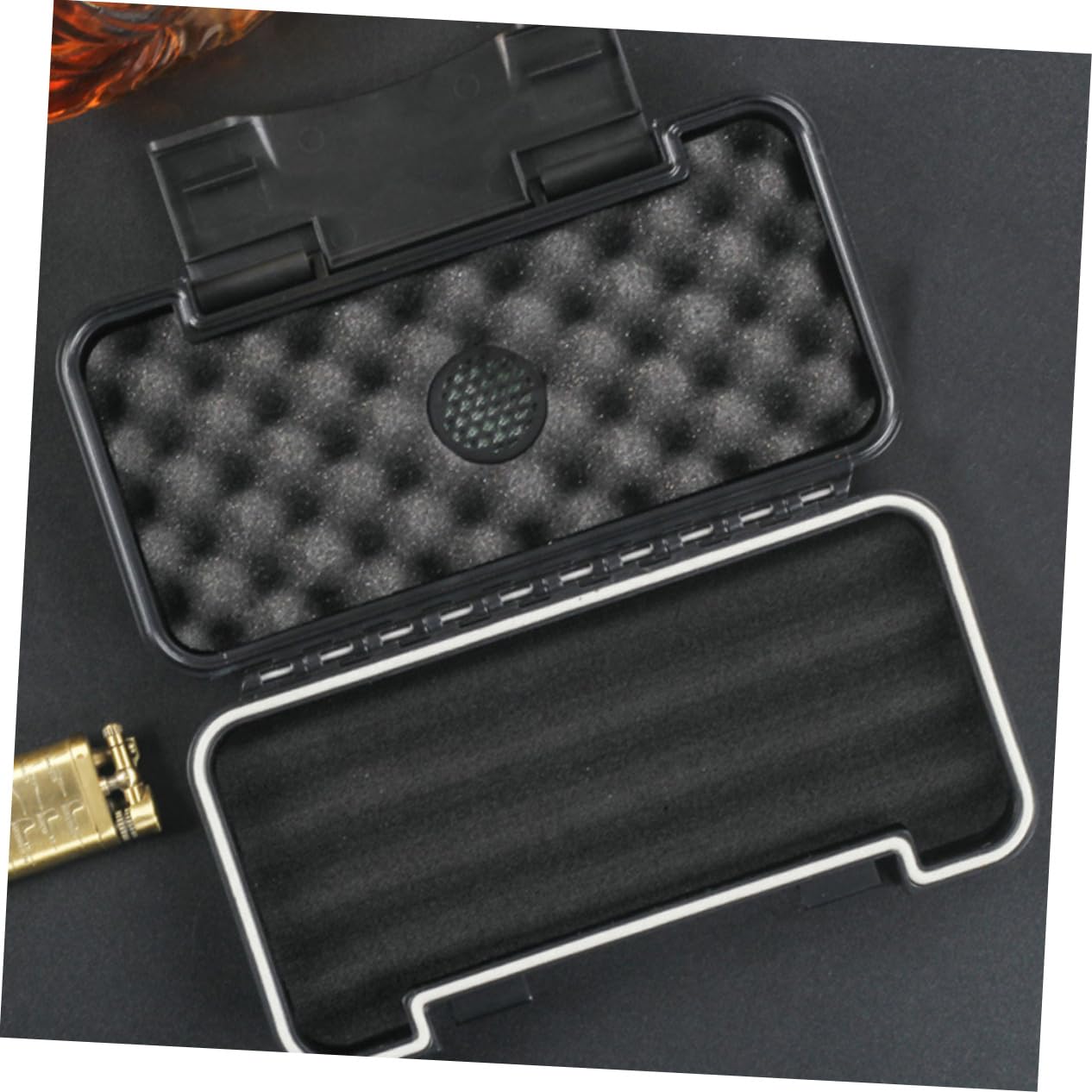SHERCHPRY Scatola Porta Sigari Nera in Plastica Portatile Protezione Dall’umidità per Uso Indoor e Business, Custodia per 3 Sigari da Viaggio