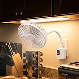 Ventilador de Parede Plug-in, Ventilador Portátil com Garra Flexível, Silencioso e Economizador de Energia para Cozinha, Banheiro, Quarto, Branco