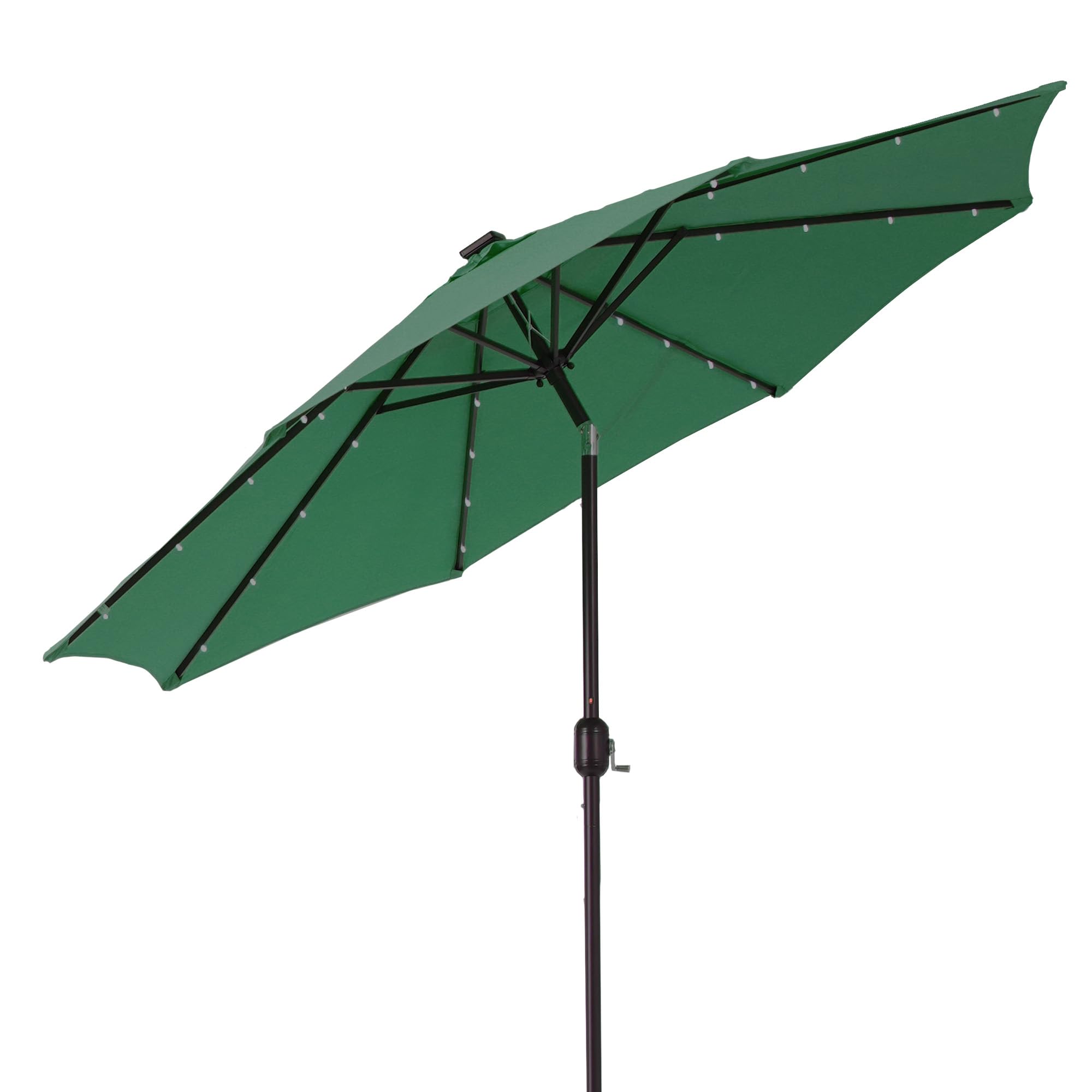 soges Sombrilla LED solar para mercado, protección UV con manivela y función giratoria, incluye funda protectora para el jardín, terraza, playa o cafetería, Φ264 x 244 cm