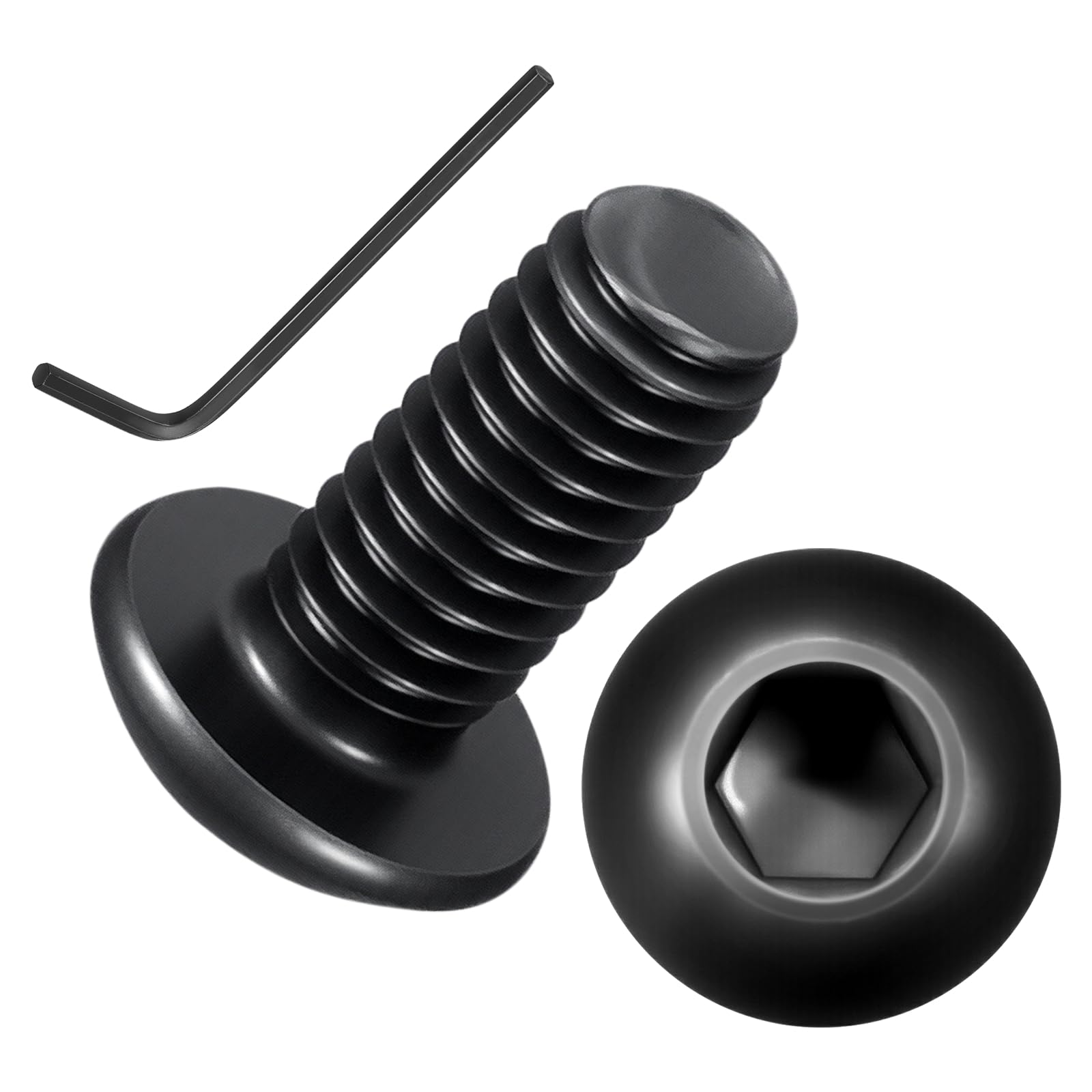 Kozelo 100pcs Button Head Socket Cap Screws - [M3-0.5x6mm] Zinc-Nickel Coated Good for Automotive, Marine & Outdoor Use Road Bicycle, Mountain Bike, Motorcycle - Alloy Steel - Black