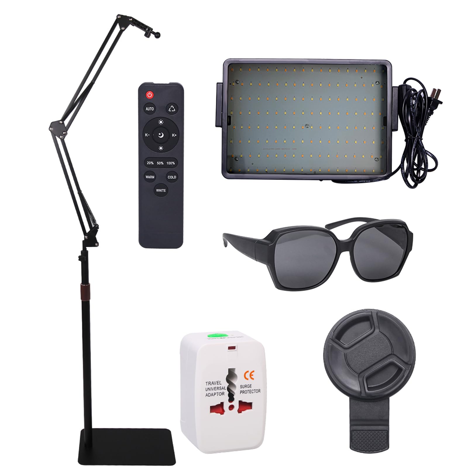 MK TATTOO Tattoo Light, 144 LED Beads, Polarized Lens, Remote Control, International Adapter, White
