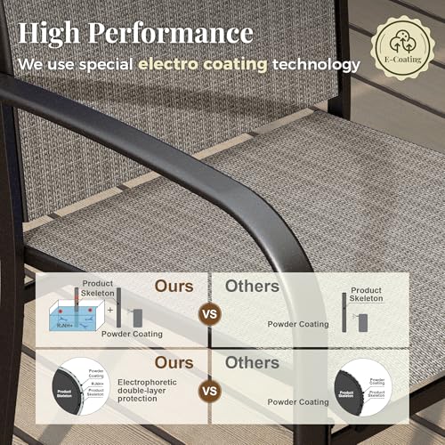 Image of MIXPATIO Patio Table and Chairs Set, Outdoor Dining Set for 6 with Brown Chairs and Teak Color Tabletop Outdoor Dining Table, 7-Piece Patio Furniture Set for Deck Backyard Lawn