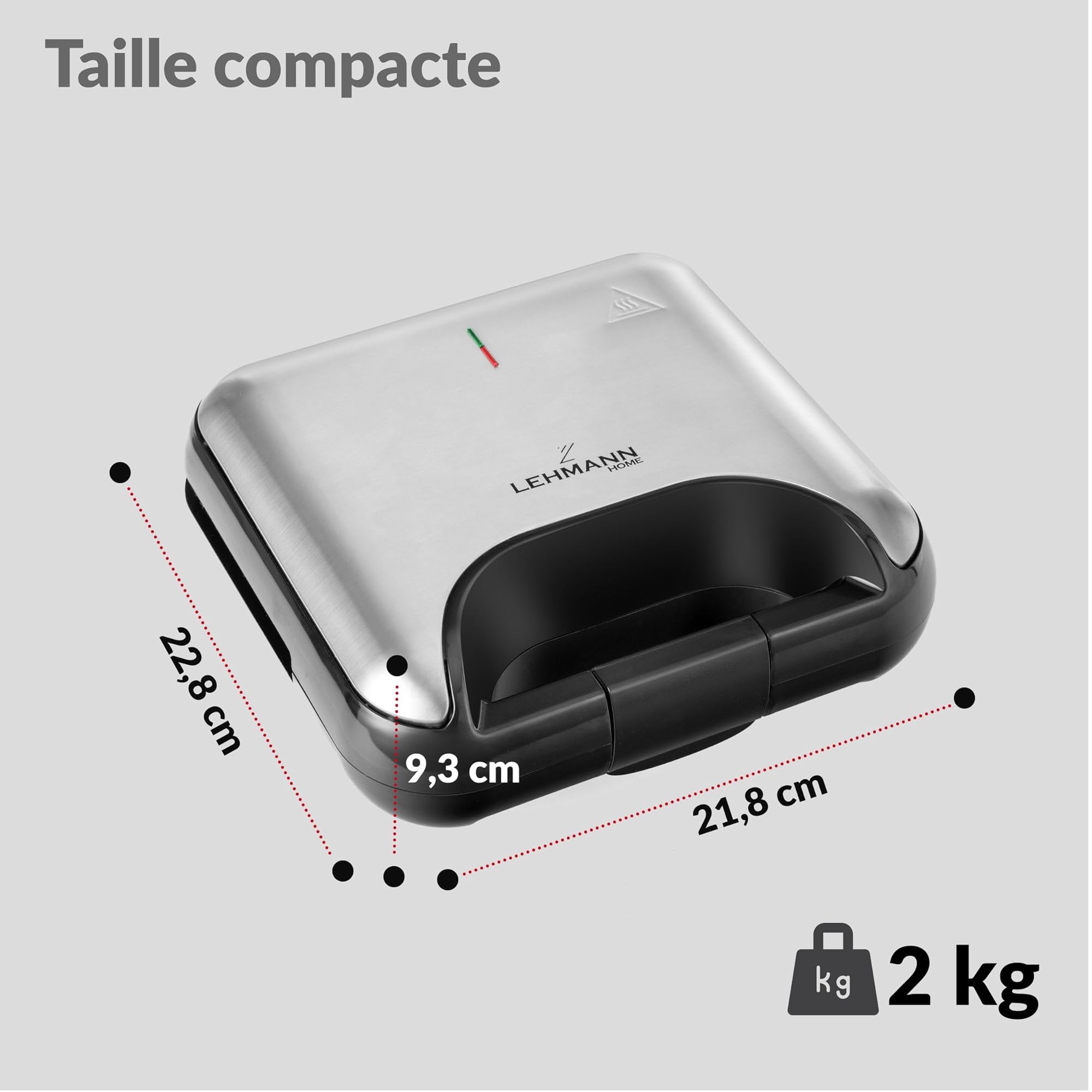 LEHMANN Multifonction Appareil Croque Monsieur 3 en 1 avec Plaques Interchangeables - Gaufrier, Panini Grill, Appareil a Croque Monsieur, Revêtement Antiadhésif, Préparation Rapide