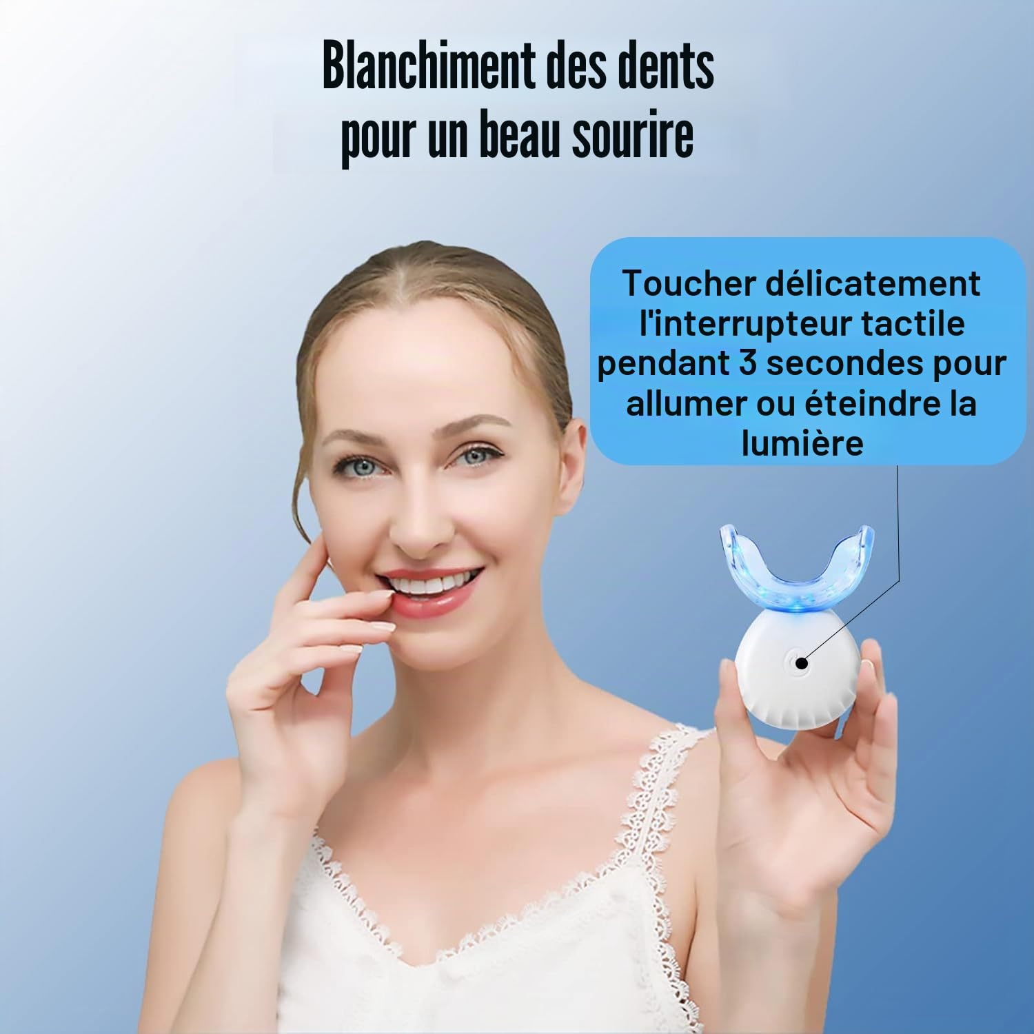 EOICCEOH Lumière de blanchiment des dents, 10 fois plus puissante lumière LED bleue connectée par USB, lumière LED sans batterie pour blanchiment des dents pour un usage domestique