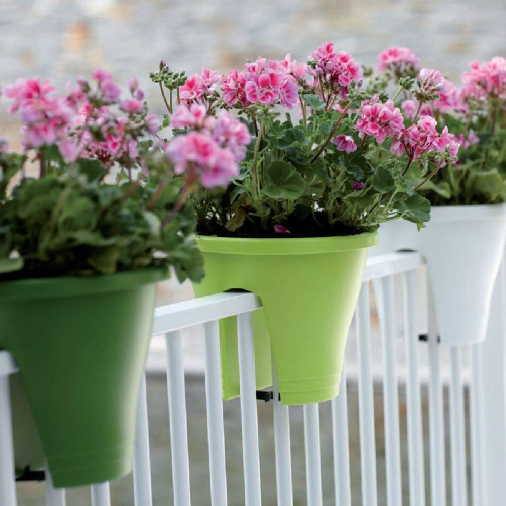 Serinova Jardinera Barandilla Balcón, Set 2 Unidades, 29 cm, 7,5 litros, Maceta Colgar (Verde)