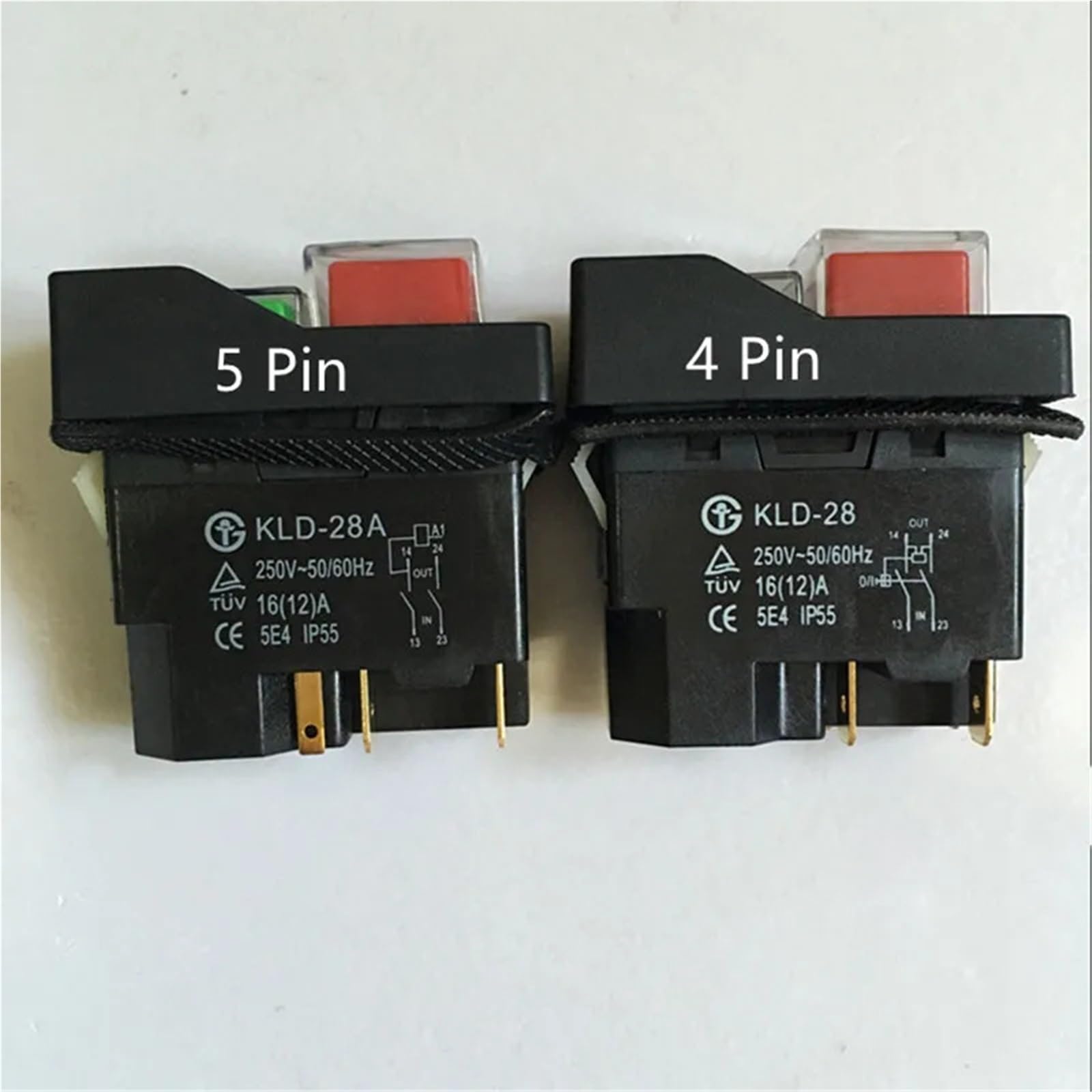Interruptor electromagnético trifásico CA 230 V 16 A KLD-28 A KJD17, interruptor pulsador impermeable de potencia for máquina.(5 pin)