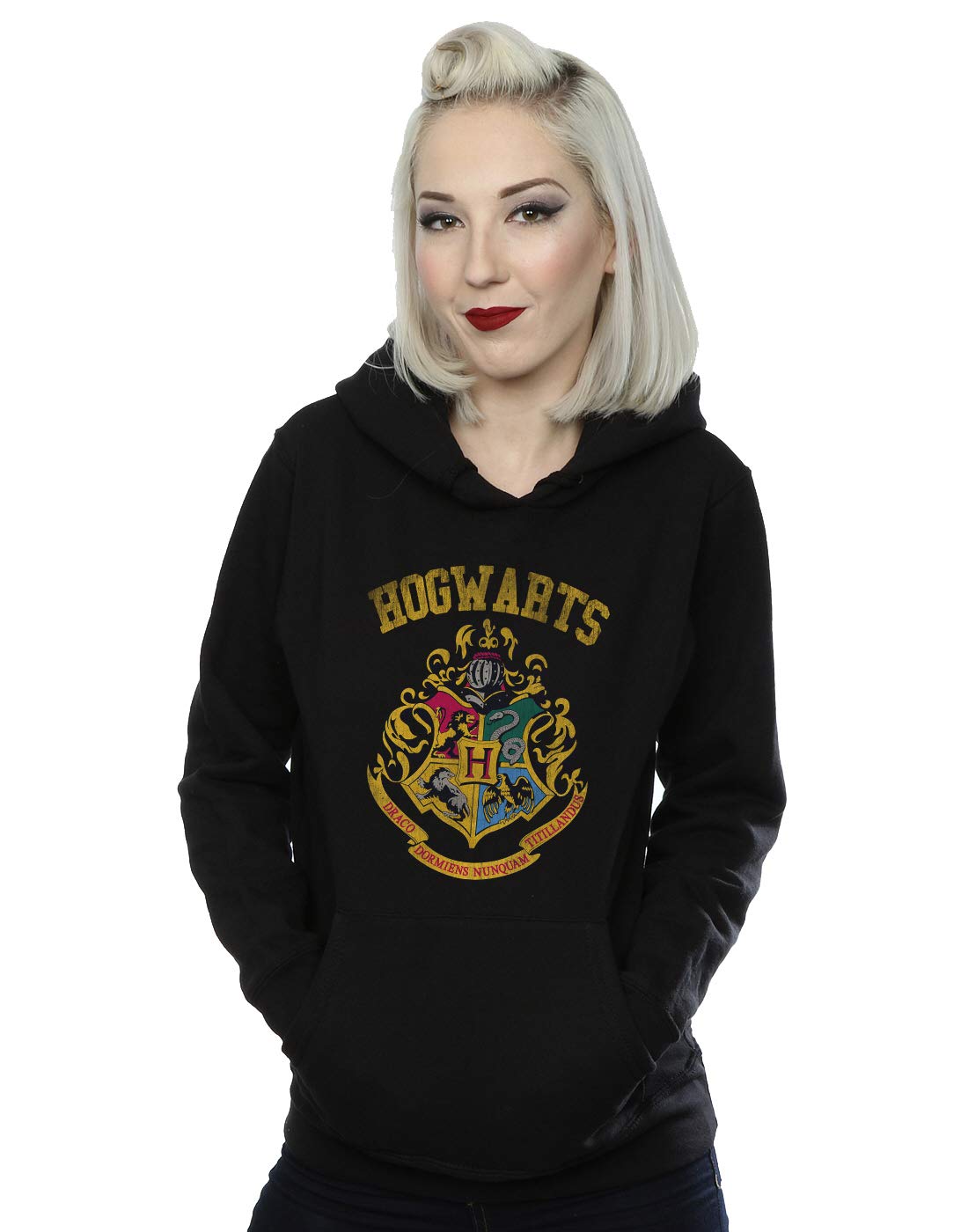 Absolute Cult Women's Black Harry Potter Hogwarts Varsity Hoodie Small
