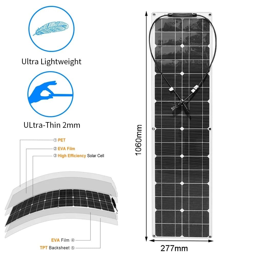 Ensemble de panneaux solaires 2 x 400W avec régulateur de charge (10A) 2 x 400W panneaux solaires monocristallins flexibles pour charger la batterie 18V batterie de voiture camping-car,4x200