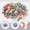 nBeads 120 Stück Europäische Perlen, 5 mm Großes Loch Crackle Harz Rondelle Perlen Acryl Blumenmuster Charms Perlen Transparente Für DIY Armbänder Schmuckherstellung #3