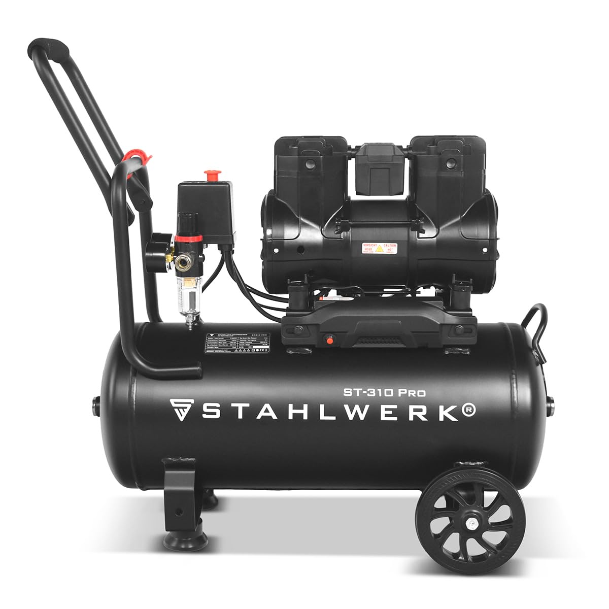 STAHLWERK Kompressor mit 30 L Tank (ST-310 Pro) – ölfrei & leise, 8 bar, 1,97 PS (1,45 kW), 250 l/min, 70 dB, Druckluftkompressor mit Brushless-Motoren, Silent-/Flüsterkompressor, Kolbenkompressor