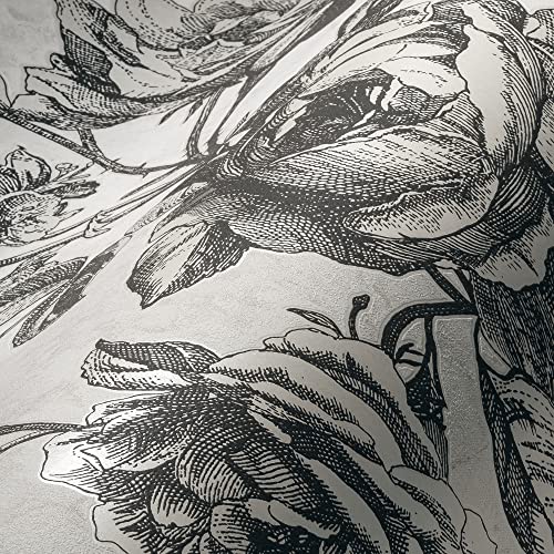 Livingwalls My Home My Spa 387002 Non-Woven Wallpaper Floral 10.05 x 0.53 m Made in Germany, Black, Pearl White, 53 x 1005 cm - Image 4