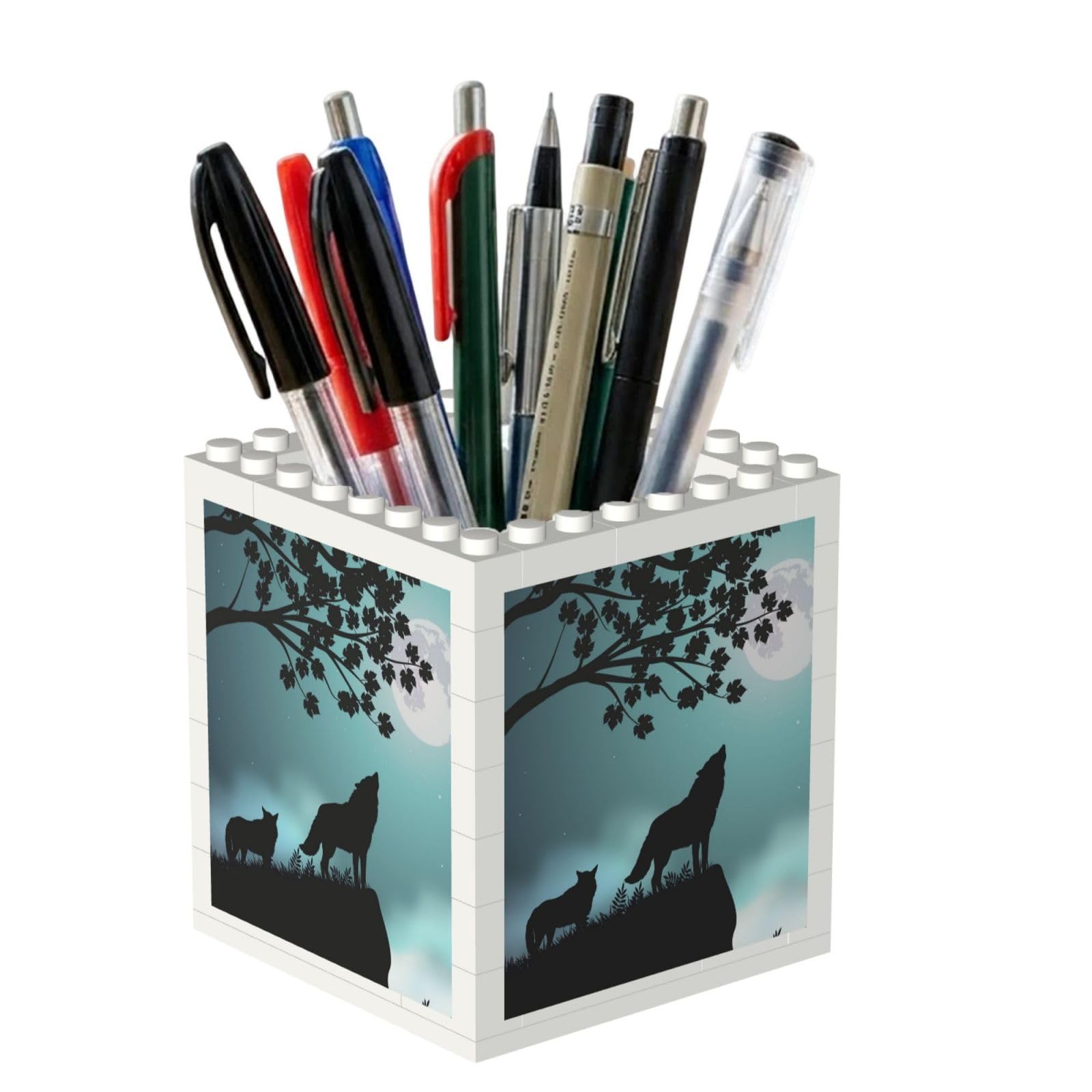 Poadnly Wolf, Pen Pot Pencil Holder for Office Home School, Compact Desk Organiser for Office Stationery