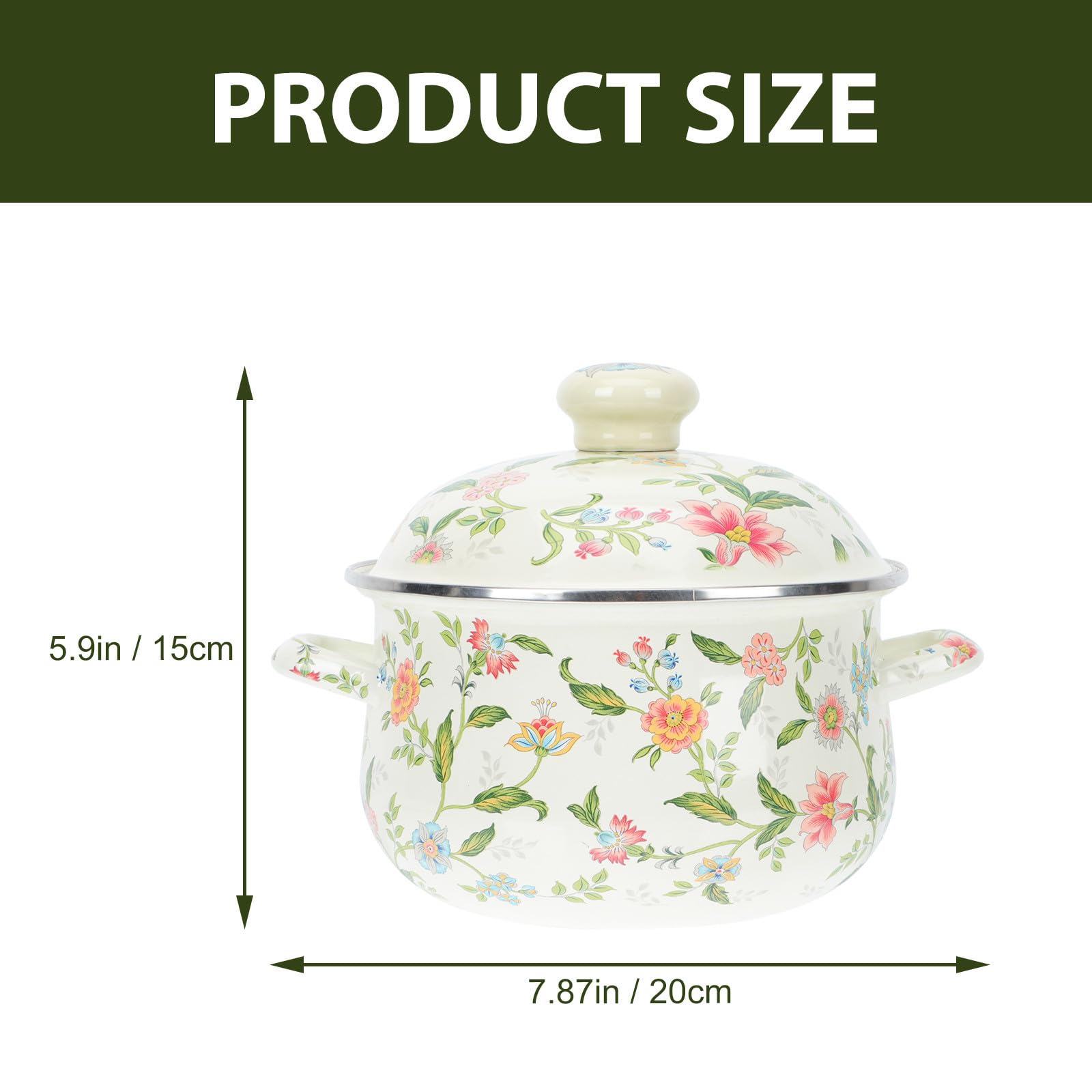 Pentola in Smalto Casseruola per Zuppa, Fondo Piatto | 1 Pezzo, Stile Vintage, Uso Domestico, Cottura e Stufatura, Superficie Liscia e Pratica