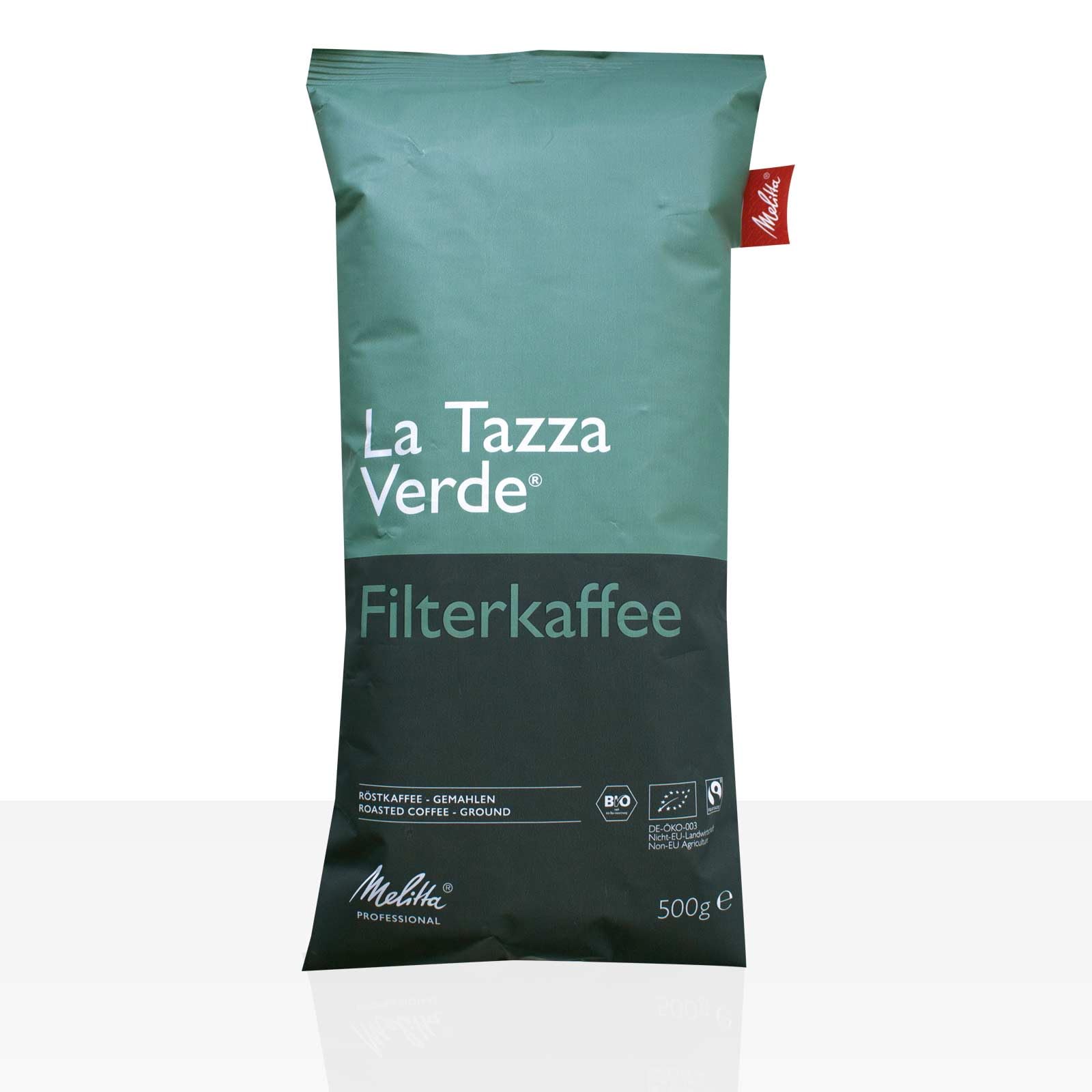 Melitta La Tazza Verde Röstkaffee Bio Fairtrade - 10 x 500g Kaffee gemahlen, Filterkaffee