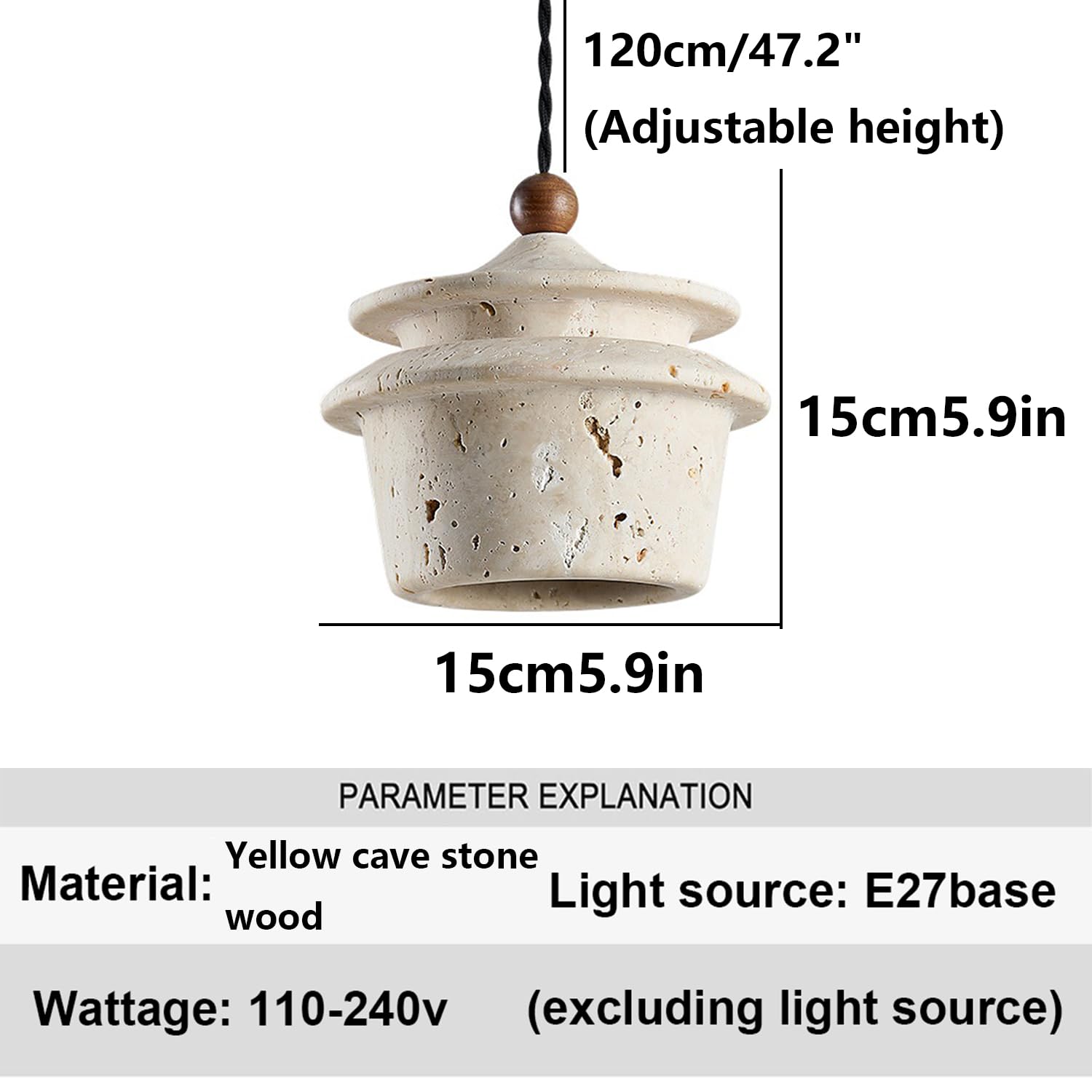 Kreatywna Lampa Wisząca Z Trawertynu Drewniana Sztuka Wisząca