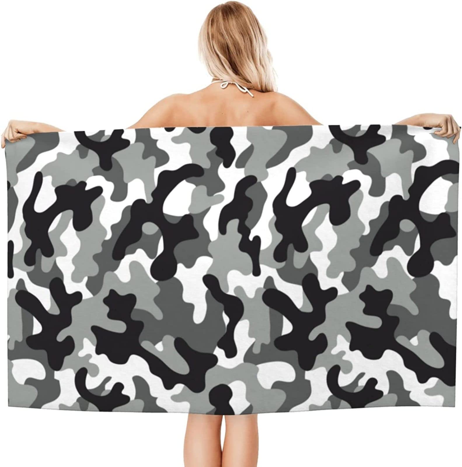 KATATI Camuffare Telo Mare Grande, Microfibra Asciugamano da Spiaggia, Teli Mare Camuffare, Asciugatura Rapida Antisabbia Adulti Teli Mare per Nuoto Campeggio 3D Telo Mare 150x200 cm