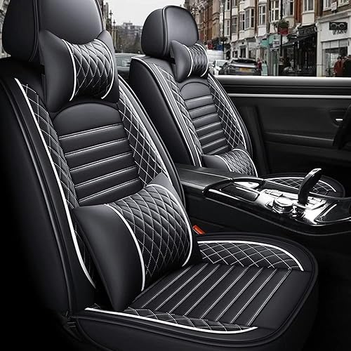 Aotiyer Juego completo de fundas de asiento de automóvil, de piel sintética, con corona, envolvente, duradera y cómoda, para la mayoría de los