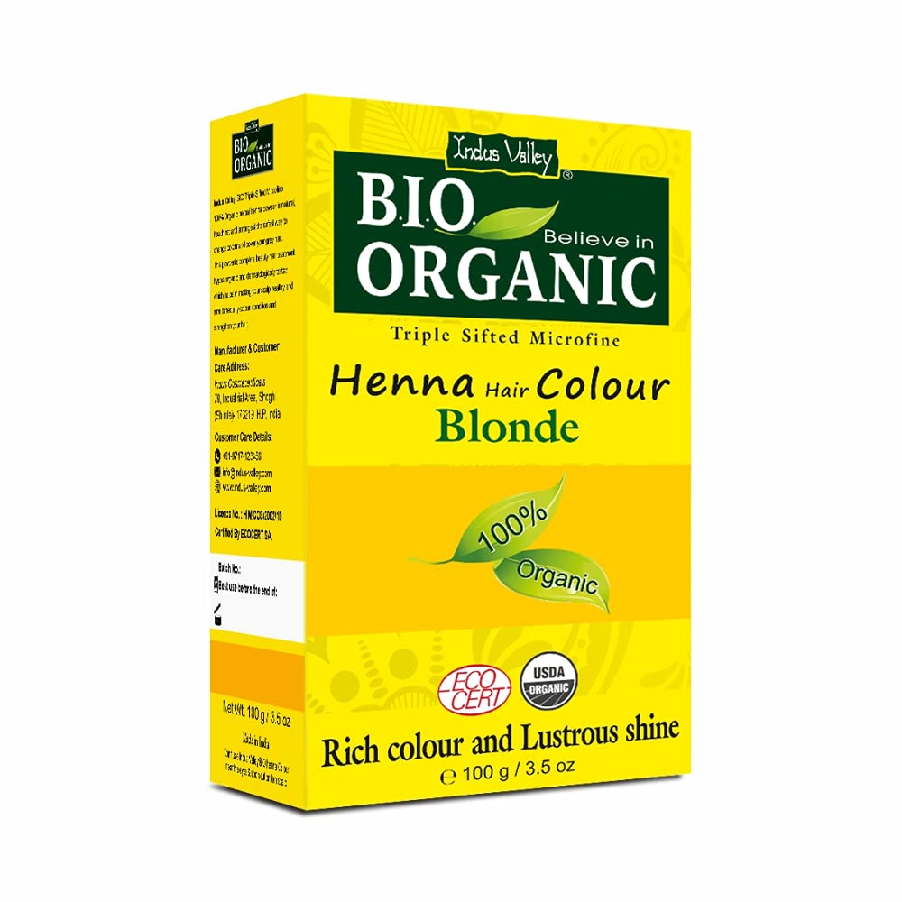 INDUS VALLEY Bio Organic Natural Henna Hair Color Blonde 100gm| 100% Gray Hair Coverage And Long Lasting Hair Dye | Vegan and Cruelty-Free