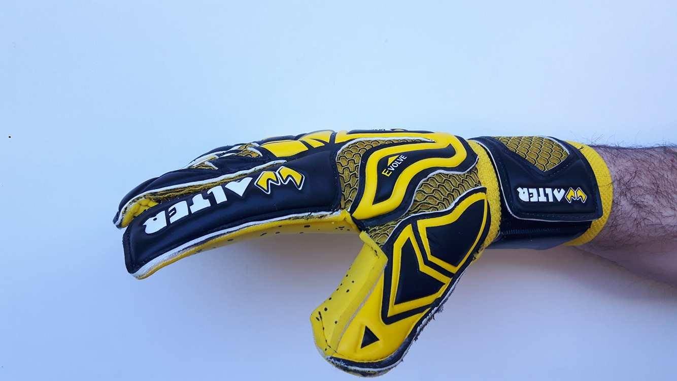 WALTER Guanti Portiere Professionale, calcio, modello Tiger con stecche. (Giallo, 9)