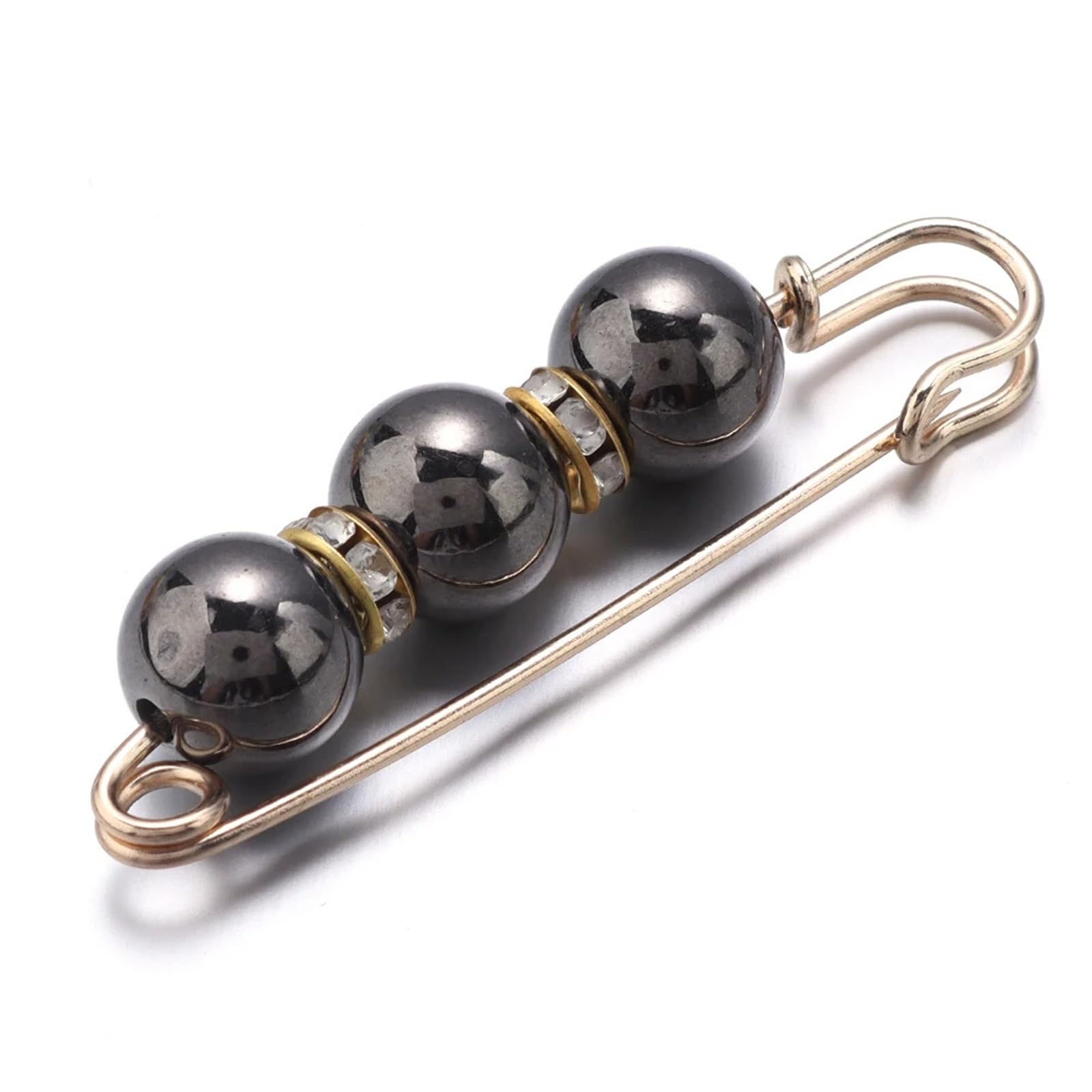 Decorative Safety Pins 30pcs Imitation Pearl Rhinestone Brooch Fashion Tightening Safety Pins For Women Clothing Decoration Pants Waist Pins Accessories for Clothes(Black)