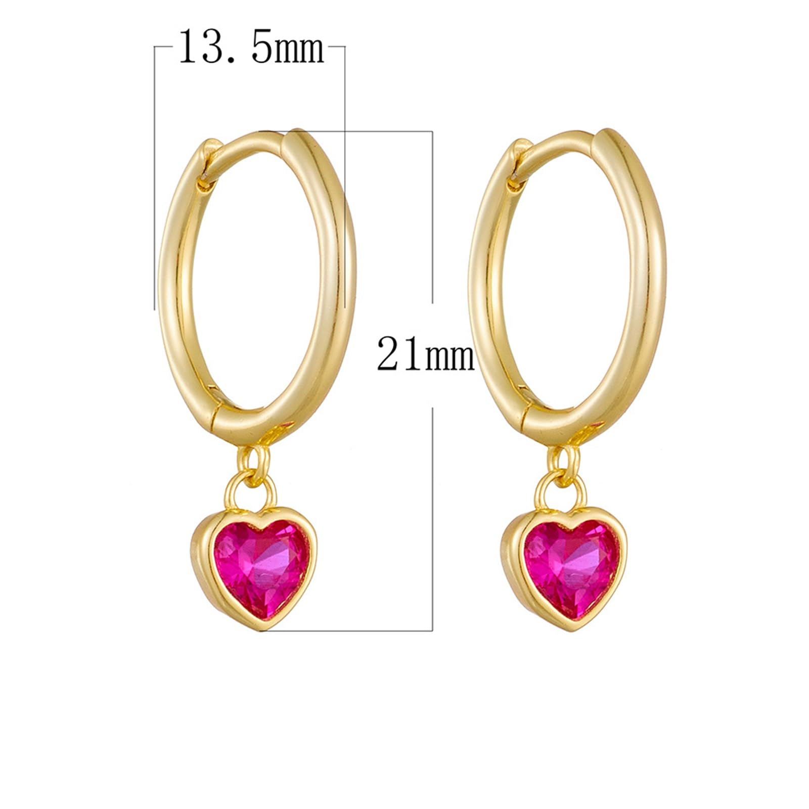 Pendientes colgantes de oro blanco para mujer, oro amarillo y platino, con forma de corazón, rubí creado en laboratorio